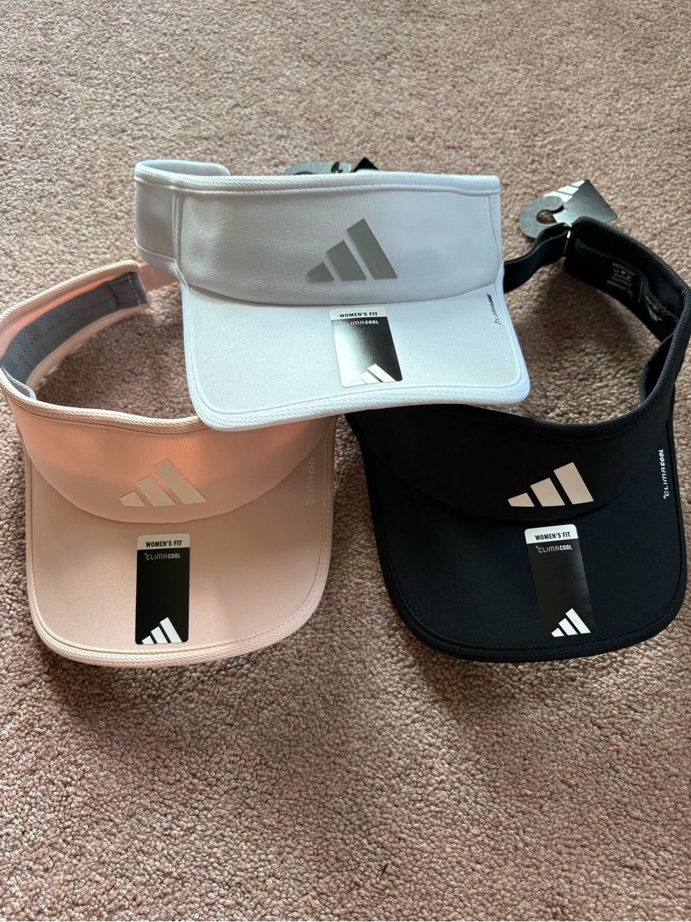 Adidas Women’s set of 3 athletic sports sunvisors NWT